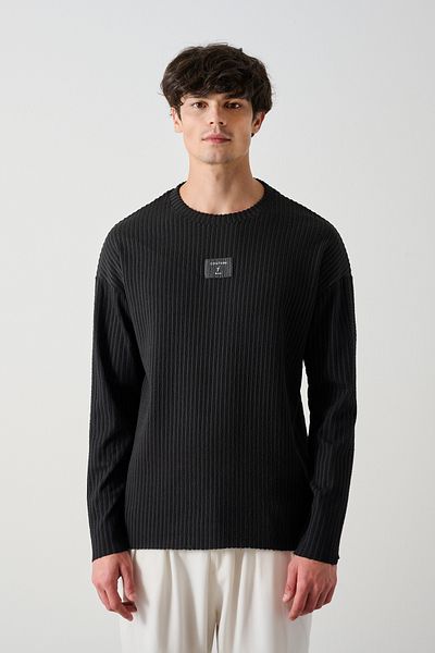 İLKCET MODA Ανδρικό φούτερ Oversize με ραβδώσεις μπροστά