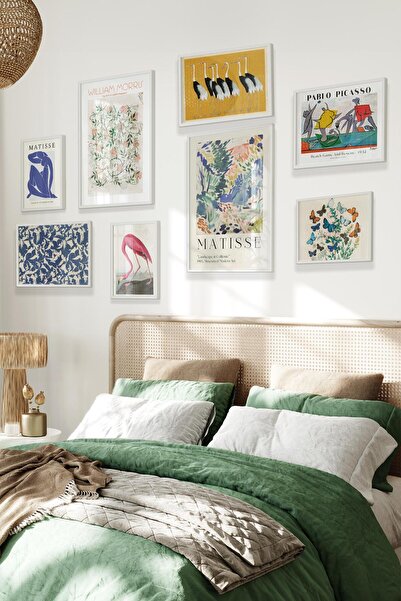 Postifull Beyaz Tablo Seti, 8 Adet Çerçeve Seti,Vintage Matisse Temalı Galeri...
