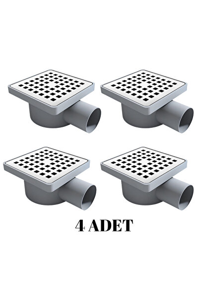 DESIPHON 4 ADET 10*10 YANDAN ÇIKIŞ ÇAP 50 KARE KROM  YER SİFONU SU GİDERİ BAL...