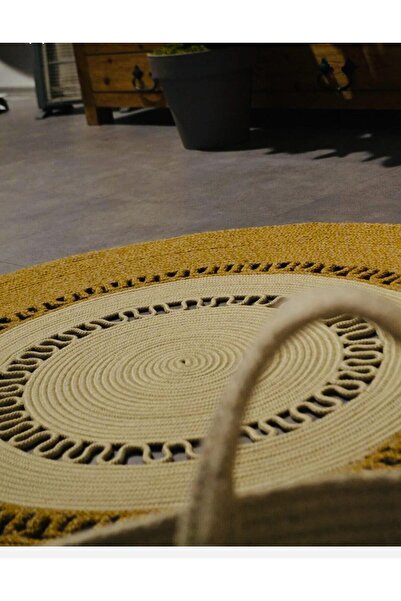 Genel Markalar Mola Serisi  jüt Hasır görünümlü Desenli Modern El Örgüsü dair...