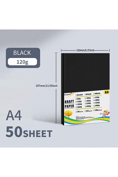 Choice Black 120g 50sheets A4 Cardboard 120g White Black Brown Kraft Paper For Diy Handmade Painting Waterc