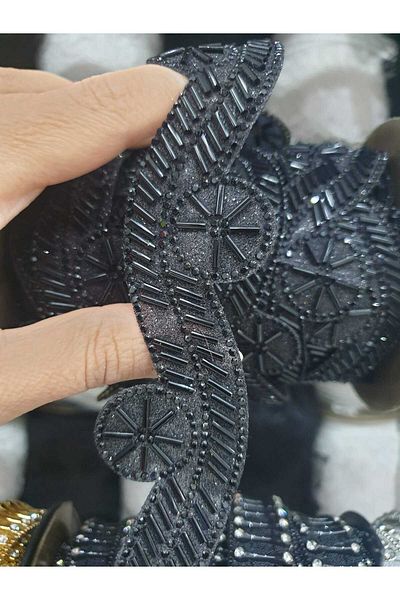 ESRA ŞELEM Black Asymmetric Iron Model Strip Accessory - Clothing Hobby