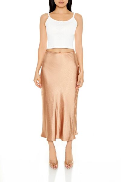 Forever 21 Saten Slip Midi Etek