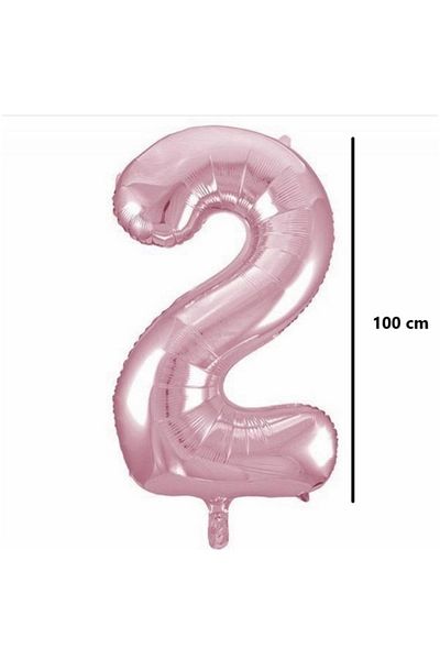 Ezgi Party Store 2 Number Foil Balloon Light Pink Color 76 cm Helium Balloon 2 Years Balloon Pink Color 2 Number Balloon