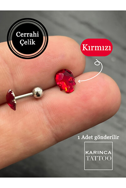 Karınca Piercing Disco Rock Kurukafa Zirkon Taşlı Conch Flat Tragus Helix Kulak Piercing Küpe