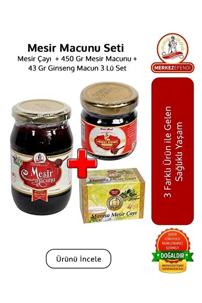 Merkez Efendi Mesir Macunu Seti Mesir Çayı 450 Gr Mesir Macunu ve 43 Gr Ginse...