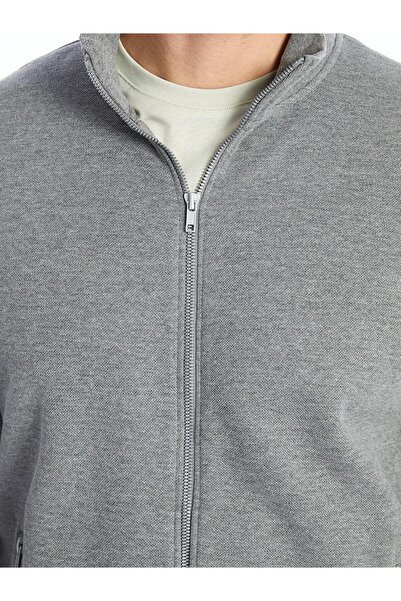 LC Waikiki LCWAIKIKI Classic Dik Yaka Uzun Kollu Erkek Fermuarlı Sweatshirt