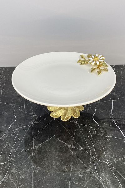MAY HOME Daisy Footed Porcelain Presentation Plate