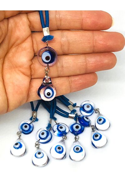 Azrua 2 bucăți ornamente rotunde din sticlă pentru oglindă auto, amulete pentru mașină, protecție împotriva ochilor răi