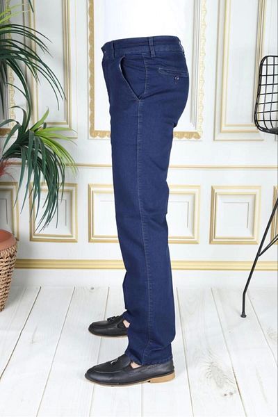 phantom jns by sekman Classic Cut Blue Lycra Ανδρική τσέπη στο πλάι Classic Jeans Daddy Pants Phantom Jeans By Small