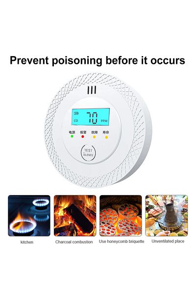 Shunmaii Carbon Monoxide Alarm Detector Battery Powered Smoke and Carbon Monoxide Detector Alarm LCD Displ...