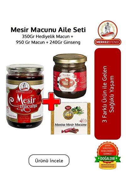 Merkez Efendi Mesir Macunu Aile Hediye Seti 350Gr Hediyelik Macun,950 Gr Macun ve 240Gr Ginseng