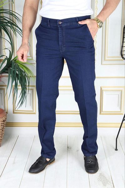 phantom jns by sekman Classic Cut Blue Lycra Ανδρική τσέπη στο πλάι Classic Jeans Daddy Pants Phantom Jeans By Small