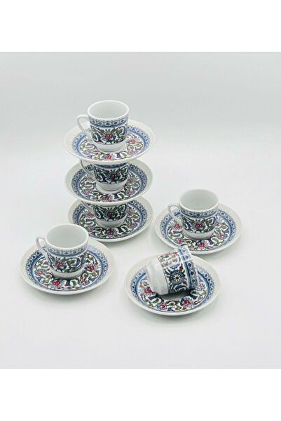 turzuccaciye GÖNÜL ÇİNİ İŞLEME TOPKAPI MODEL PORSELEN KAHVE FİNCAN TAKIMI