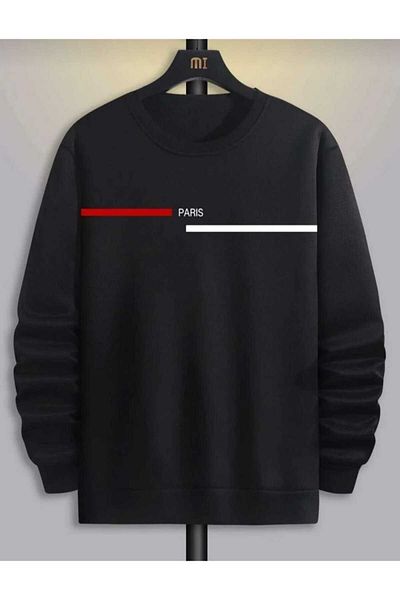 FULL TOLERANCE Ανδρικό φούτερ με στάμπα μαύρου Paris Stripe Oversize Crew Neck