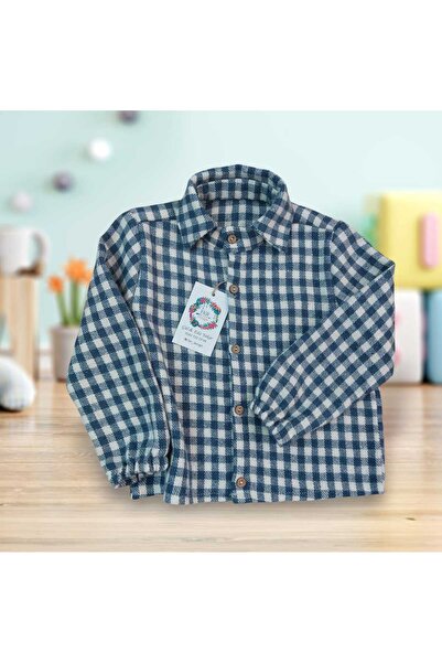 ykr design Pötikare İndigo Mavi Erkek Bebek Çocuk Gömlek