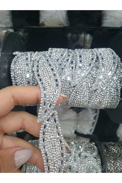 ESRA ŞELEM Silver Colored Leaf Model Iron and Decorative Strip - Accessory Clothing Hobby