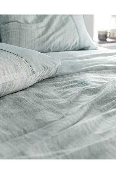 Madame Coco Sarthe King Size %100 Pamuk Madame Coco Crep Baskılı Nevresim Takımı - Mavi