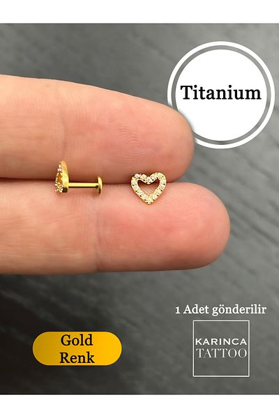 Karınca Piercing Heart Zircon Stone Titanium Piercing Tragus Helix Flat Ear Conch Lobe Labret