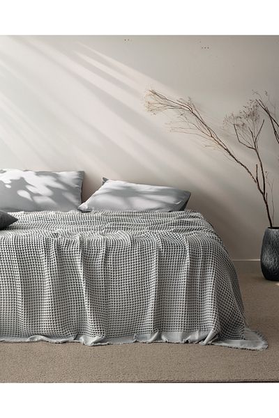 Madame Coco Beatrice Single 100% Cotton Bedspread - Gray