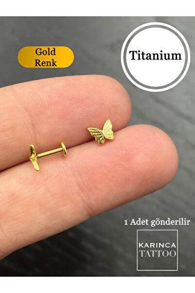 Karınca Piercing Gold veya Gümüş Rengi Kelebek Forward Helix Conch Flat Kulak Tragus Titanyum Piercing Küpe