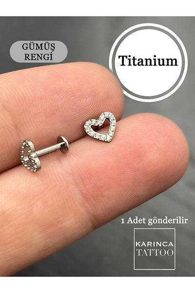 Karınca Piercing Heart Zircon Stone Titanium Piercing Tragus Helix Flat Ear Conch Lobe Labret