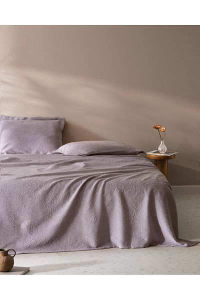 Madame Coco Esther Single 100% Cotton Bedspread - Light Plum