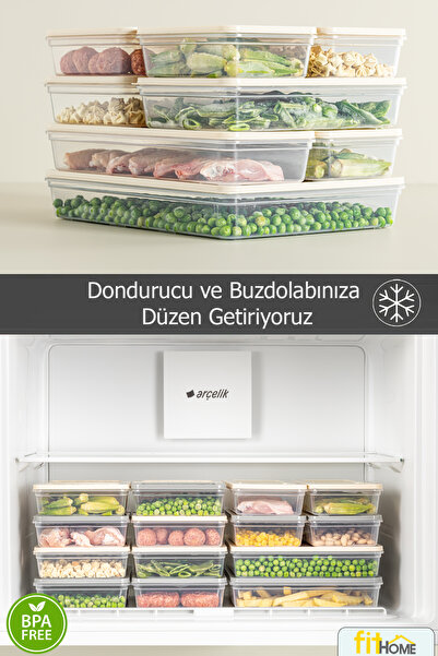FİTHOME 16Pcs Fitbox Refrigerator and Freezer Organizer Airtight Storage Container Set