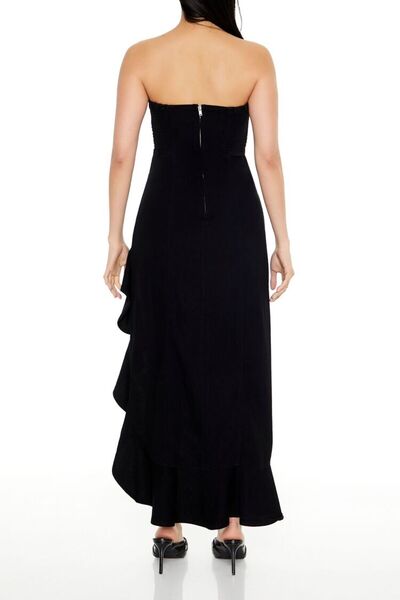 Forever 21 Kalp Yaka Volanlı Maxi Elbise
