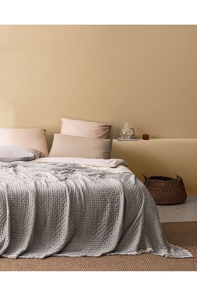 Madame Coco Grania King Size Cotton Bedspread - Gray