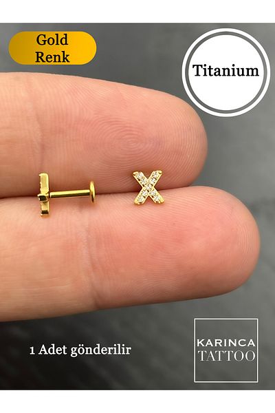 Karınca Piercing X Zircon Stone Titanium Piercing Lip Tragus Helix Flat Ear Conch Lobe Labret Snake Bites Monroe