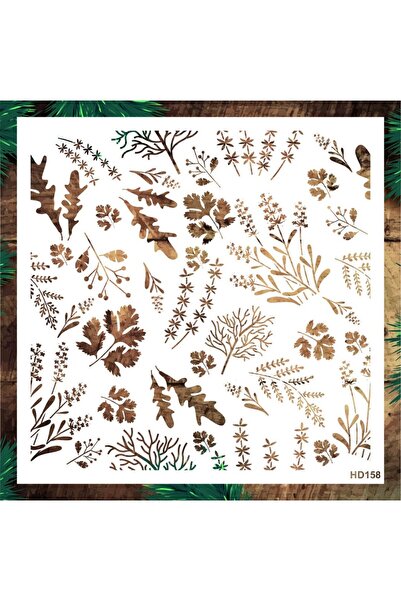 STENCİLTASARIM Stencil Tasarım Hd158 Yapraklar Duvar Ahşap Cam Boyama Deseni