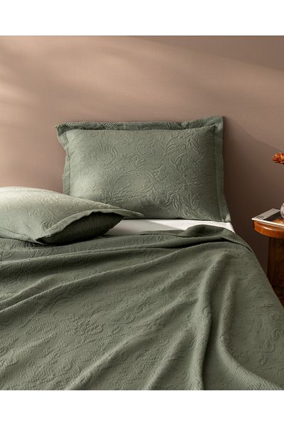 Madame Coco Esther Single 100% Cotton Bedspread - Khaki