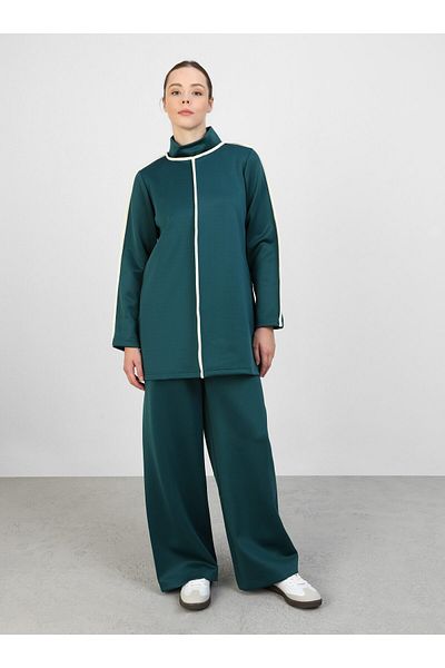 Refka Scuba Piping Detailed Double Tracksuit Set - Emerald Green - Refka