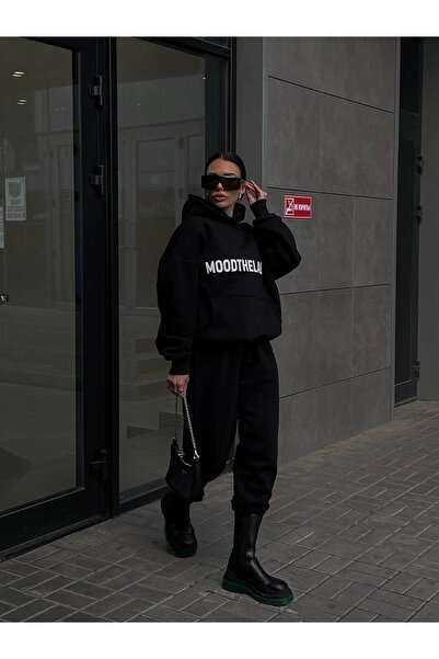 Mythologie Mood The Label Sweatshirt Sweatpants Jogger - Μαύρο σετ φόρμας με κουκούλα