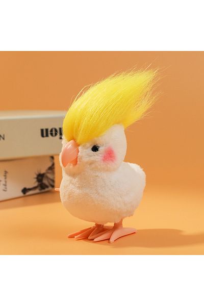 Choice Q195 Ins Kawaii Jumping Parrot Simulated Plush Toys With Cool Hair Moveable Chain Winding Soft Dolls