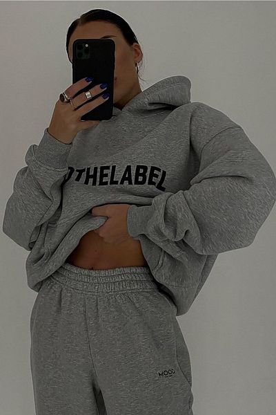 MODARİCH Mood The Label Jogger Sweatpants - Σετ φούτερ με κουκούλα με γκρι στάμπα