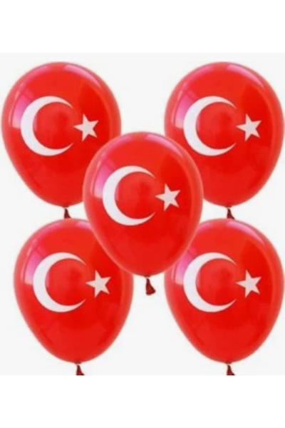 Yogi parti 29 Ekim Türk Bayraklı Lateks abalın 50 Adet   12 inç