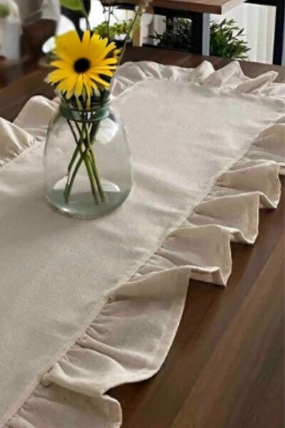 Emtory Home Fırfırlı Keten Runner 40x110 - Dekoratif Runner