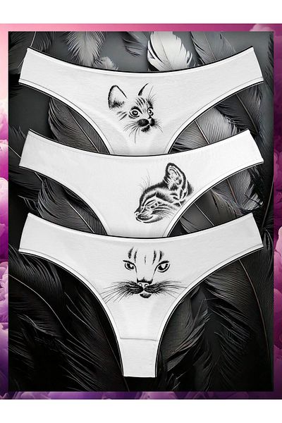 Soft Light Chiloți de damă cu model tanga albă - pachet de 3