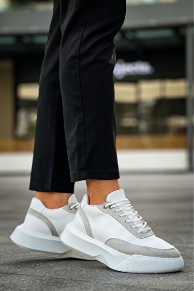 BOA BA0354 Ανδρικά αθλητικά παπούτσια με ψηλή σόλα με κορδόνια σε γκρι κομμάτι