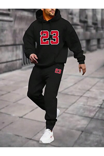 Mythologie Μέγεθος 23 Φούτερ Φούτερ Παντελόνι Jogger - Μαύρο Σετ Φούτερ με στάμπα με κουκούλα