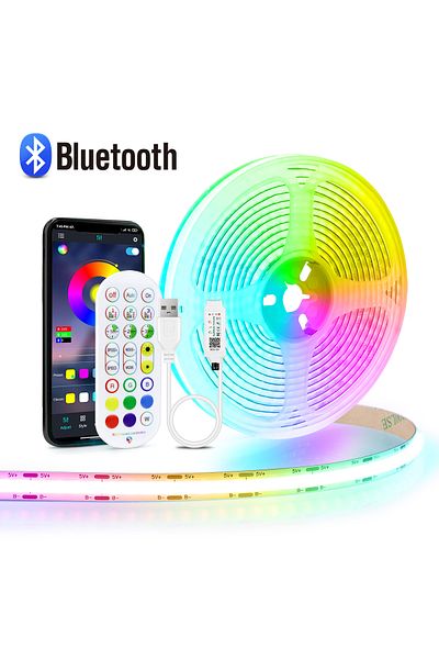 5m Bluetooth Rgb Light Bluetooth Rgb Cob Led Strip Light 8mm 576leds/m Led Tape Ribbon Tv Backlight