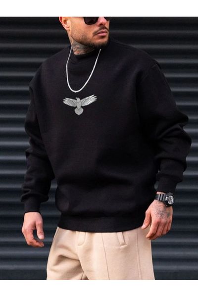 Pink Sky Men's Eagle Printed Crew Neck Sweatshirt