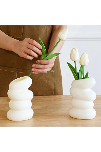Choice 1PC Plastic Spiral White Vase Nordic Creative Flower Arrangement Container For Kitchen Living Bed...