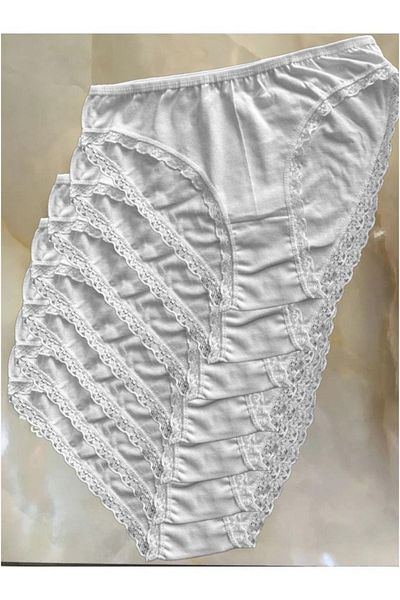 AVES Λευκό Δαντελένιο Bikini Slip 7τμχ