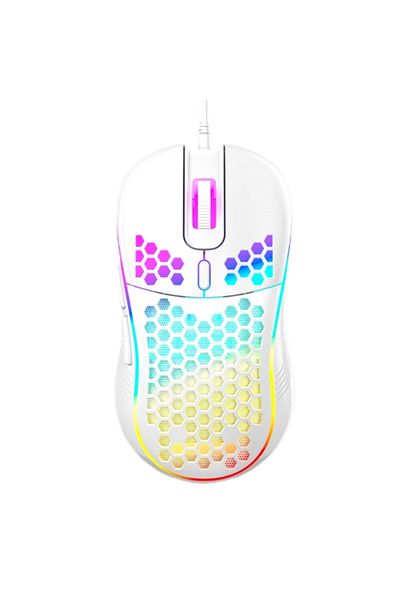 Choice ماوس ألعاب سلكي USB أبيض اللون، فأرة ميكانيكية بإضاءة USB مضيئة بدقة 7200 نقطة في البوصة، ألعاب بصرية قابلة للتعديل