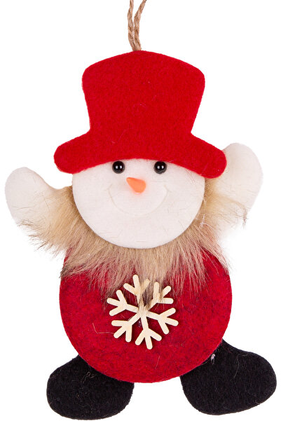 Herdekora زينة عيد الميلاد على شكل رجل ثلج ندفة الثلج باللون الأحمر مقاس 10 × 15 سم.