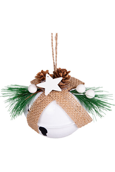 Herdekora Новорічна ялинкова прикраса Дзвіночок Новорічна кулька, набір з 3 штук, білий, 8x9 см.