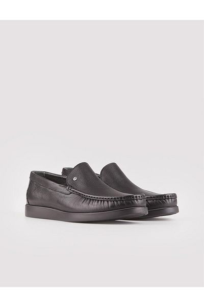Cabani Genuine Leather Men's Black Sneaker Casual Shoes